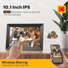 Load image into Gallery viewer, Kodak 10.1 Inch WiFi Digital Picture Frame, 1280x800 HD IPS Touch Screen, 32GB Storage, Auto-Rotate Instant Photo & Video Sharing Perfect for Family Photos Remote Uploads, Digital Display, Easy Setup, Black_7224