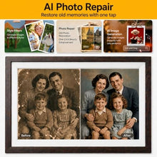Load image into Gallery viewer, KODAK 15.6 Inch WiFi Digital Picture Frame, 1920x1080 FHD Touch Screen, 64GB Smart Photo Frame with App & AI Photo Creation, Easy Sharing Photos and Videos, Large Wooden Frame Gift for Family_487