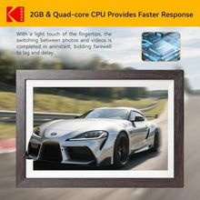 Load image into Gallery viewer, KODAK 15.6 Inch WiFi Digital Picture Frame, 1920x1080 FHD Touch Screen, 64GB Smart Photo Frame with App & AI Photo Creation, Easy Sharing Photos and Videos, Large Wooden Frame Gift for Family_488