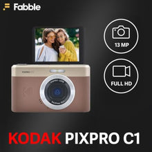 Load image into Gallery viewer, Kodak PIXPRO C1 Compact Digital Camera (Brown) Bundle with 32GB microSDHC Card, Protective Camera Case, Hi-Speed USB Card Reader, USB-C Cable, AC Adapter, and Manufacturer Accessories_2265