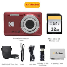 Load image into Gallery viewer, KODAK PIXPRO FZ55 16MP Digital Point & Shoot Camera, 5X Optical Zoom, 28mm Wide Angle, 1080P Full HD Video, Bundle with 32GB SD Card, Protective Case, and Hi-Speed Card Reader (Red)_632