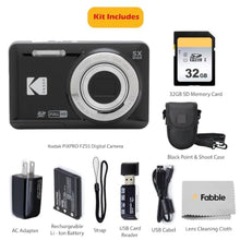 Load image into Gallery viewer, KODAK PIXPRO FZ55 16MP Digital Point & Shoot Camera, 5X Optical Zoom, 28mm Wide Angle, 1080P Full HD Video, Bundle with 32GB SD Card, Protective Case, and Hi-Speed Card Reader (Black)_1388
