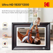 Load image into Gallery viewer, KODAK WiFi Digital Picture Frame, 1920 x 1200 HD Touchscreen Digital Photo Frame, 10.1 Inches Intelligent Electronic Picture Frame with 32 GB,Auto-Rotate, Share Moments Instantly Gifts(Wood Frame), BlackWood_1051