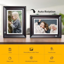 Load image into Gallery viewer, KODAK WiFi Digital Picture Frame, 1920 x 1200 HD Touchscreen Digital Photo Frame, 10.1 Inches Intelligent Electronic Picture Frame with 32 GB,Auto-Rotate, Share Moments Instantly Gifts(Wood Frame), BlackWood_1054
