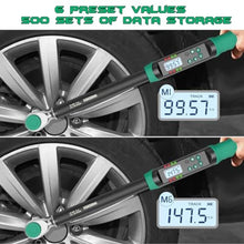 Load image into Gallery viewer, KOEORWS 1/2 Inch Drive Digital Torque Wrench, 7.38-147.5Ft.lb/10-200N.m, Long Electronic Torque Wrench with Preset Value, Buzzer & LED Indicator, 2% Accuracy for Bike, Motorcycles, Car, Green_6663
