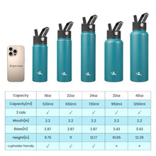 Load image into Gallery viewer, Konokyo 40 oz Insulated Stainless Steel Water Bottle with Straw Lid, LightBlue_2778