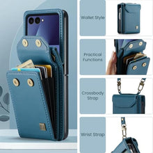 Load image into Gallery viewer, Konstreet for Samsung Galaxy Z Flip 7 Case Crossbody Retro PU Leather Flip Case with Magnetic Closure and Card Holder Strap Wristlet for Men Women (Dark Blue), DarkBlue_3591