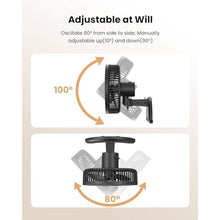 Load image into Gallery viewer, Koonie 8'' Wall Mount Fan, Quiet Small Fan with Timer, 8.2ft Wired Remote, BlackFan_7358