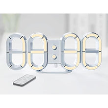 Load image into Gallery viewer, KOSUMOSU Digital Clock 3D Led Wall Clock 9.7" Desk Clock Led Clock for Living Room Bedroom,Remote Control 12/24H Temperature Nightlight Large Display, inLedClockwarmLight_1