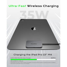 Load image into Gallery viewer, KU XIU Magnetic Wireless Charger for iPad Pro 13" M4/M5 ONLY, 35W Fast Charging Smart Connector Charger, Aluminum Alloy Wireless Charging Pad with 6.56ft USB-C Cord Cable (Adapter Not Included)_115