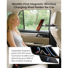 Load image into Gallery viewer, KU XIU Magnetic Wireless Charging Car Headrest Tablet Holder for iPad Pro 13'' M4/M5 Only, Adjustable Long Arm Tablet Car Mount Back Seat for Kids, Road Trip Essentials Holder with Air Vent Stand_540