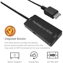 Load image into Gallery viewer, KUSTOMAZING HD Link HDMI Cable for PlayStation 2 & for PlayStation 1 Console, for PS1/PS2 to HDMI Adapter Improved Video Quality, HD Converter with 4:3/16:9 Switch HDCABLEPS2-02, Black_618