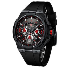 Load image into Gallery viewer, KXAITO Mens Watches Military Sport Waterproof Chronograph Watch Luminous Silicon Strap Casual Watches for Men Fashion Analog Quartz Business Wrist Watch Clock, 0349G Black&Orange, Large, Chronograph_1