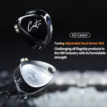 Load image into Gallery viewer, KZ Castor Wired Earbuds in Ear Monitor Headphones, Harman Edition IEM Earphone Dual Driver HD Bass Driven Audio, Ear Bud with Adjusting Switch and Detachable Cable for Musicians Singers, CastorBlack_223