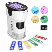 Load image into Gallery viewer, LAKWAR Portable Digital Microscope for Kids & Adults, 200~1000X Pocket Handheld Microscope with Slide Kit, Photo and Video Capture with 2 HD Screen and 32G Micro SD Card, White_1