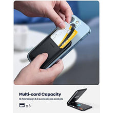 Load image into Gallery viewer, Lamicall Weighted Magnetic Phone Card Holder Wallet Stand for MagSafe 3 Cards Holder, Adjustable Apple iPhone Wallet Stand, Magnetic for iPhone 16/15/14/13 Series, Not for Mini, Mag Safe Accessory, Black_678