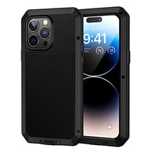 Load image into Gallery viewer, Lanhiem for iPhone 14 Pro Max Metal Case, Heavy Duty Shockproof Rugged Case with Built-in Glass Screen Protector, 360 Full Body Protective Cover for 14 Pro Max 6.7 inch, Black_1