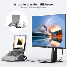 Load image into Gallery viewer, Laptop Docking Station Stand for Desk, 1.5ft 6 in 1 USB C Hub,4K60Hz HDMI, PD 100W, 3USB 3.0 Hub, Gigabit Ethernet,Aluminum Adjustable Docking Stand for MacBook Air/Pro/Surface/Lenovo, Gray_675