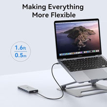 Load image into Gallery viewer, Laptop Docking Station with 2 HDMI/VGA, 100W PD, Ethernet, 5 USB-C Ports and Multi-Monitor Support for MacBook, Dell, HP, Lenovo, Surface, Greyin_444