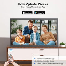 Load image into Gallery viewer, Large Digital Picture Frame 21.5"-WiFi-Photo-Frame - 32GB, 1920x1080 IPS FHD 1080P, Auto Rotate, Share Photo Video via App Email, Free Cloud Storage, Wall Mounted, Gift for Grandparents Father Mother, Black_1483