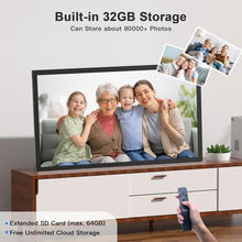 Load image into Gallery viewer, Large Digital Picture Frame 21.5"-WiFi-Photo-Frame - 32GB, 1920x1080 IPS FHD 1080P, Auto Rotate, Share Photo Video via App Email, Free Cloud Storage, Wall Mounted, Gift for Grandparents Father Mother, Black_1485