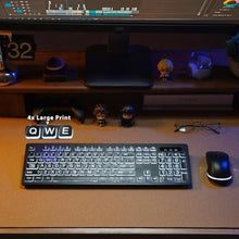 Load image into Gallery viewer, Large Print Backlit Wireless Keyboard and Mouse, 2.4G Full Size Keyboard and Mouse Combo with Big Letters and Backlight Key, Easy to See Big Letters, Light Up Keyboard for Windows, PC, Laptop, Desktop, Black_6558