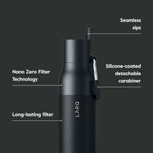 Load image into Gallery viewer, LARQ Bottle Filtered Insulated Stainless Steel Water Bottle with Filter Straw, Removes Chlorine, PFAS Lead, BPA-Free Leak Proof Flip Top, 24h Cold for Travel Gym Office, 25 oz, Obsidian Black, ObsidianBlack_1537