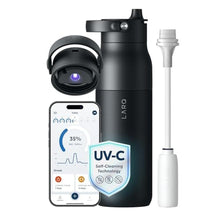 Load image into Gallery viewer, LARQ PureVis 2 Smart UV Self-Cleaning Insulated Water Bottle Filter Straw | Reusable stainless steel water bottle with handle, app water intake tracking, BPA-free, leakproof, 24h cold. 23 oz, O. Black, ObsidianBlack_1