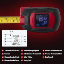 Load image into Gallery viewer, Laser Tape Measure 3 in 1 with Laser Level Crosshairs |196ft/60m Laser Distance+16ft/5m AutoLock Tape |Backlit LCD Display (Ft/Inch/M/mm) |for DIY,Construction, Interior Design (Red)_3