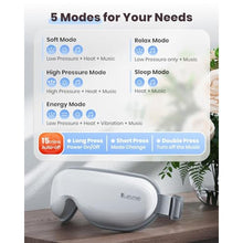 Load image into Gallery viewer, latumab Eye Massager with Heat, Heated Eye Mask with Bluetooth Music, Face Massager, Mask for Migraine & Headache Relief, Improved Sleep, Birthday Gifts for Mom Dad Women Men Her Him, White_3872
