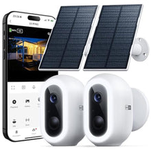 Load image into Gallery viewer, Laview 2K Solar Security Cameras Wireless Outdoor, Rechargeable Battery Wifi Cameras for Home Security with Spotlight Color Night Vision,Siren Alarm,AI Human Detection,IP65,2-Way Talk,Cloud/SD Storage, White_1