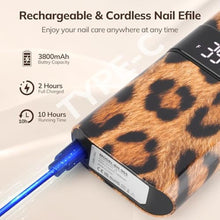 Load image into Gallery viewer, Lavinda 35000RPM Electric Nail Drill, Professional Cordless Nail Drill Machine Portable Rechargeable Nail Efile for Acrylic Gel Nails, Manicure Pedicure Tools for Salon Home Use-Leopard Print_4606