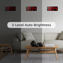 Load image into Gallery viewer, LED Digital Wall Clock with Large Display, Big Digits, Auto-Brightness, 12/24Hr Format, Modern Electric Small Silent Wall Clock for Living Room, Bedroom, Classroom, Farmhouse, Kitchen, Office - Red_7021
