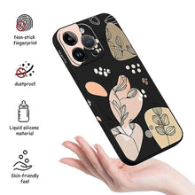 Load image into Gallery viewer, LEECG for iPhone 15 Pro Max Case, Side Flowers Pattern Design Slim Soft Protector Phone Cover for iPhone 15 Pro Max, Morandi Black, MorandiBlack_30