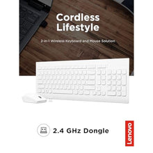 Load image into Gallery viewer, Lenovo 510 Wireless Combo with 2.4 GHz USB Receiver, Slim Full Size Keyboard, Full Number Pad, 1200 DPI Optical Mouse, Left or Right Hand, GX30W75336, White_480