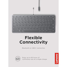 Load image into Gallery viewer, Lenovo Multi-Device Wireless Bluetooth Keyboard, Connect Up to 3 Devices Simultaneously, Compatible with iOS, Android, Windows, Slim Profile, Rechargeable, 60-Hour Battery Life, Iron Grey, Multicolor_159
