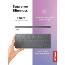 Load image into Gallery viewer, Lenovo Multi-Device Wireless Bluetooth Keyboard, Connect Up to 3 Devices Simultaneously, Compatible with iOS, Android, Windows, Slim Profile, Rechargeable, 60-Hour Battery Life, Iron Grey, Multicolor_160