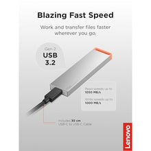 Load image into Gallery viewer, Lenovo PS8S 2TB Portable SSD, Up to 1050MB/s Read, 1000MB/s Write, USB 3.2 USB-C, Slim Lightweight (40g) Aluminum Body, Reliable Storage for PC/Mac & Android, Silver_335
