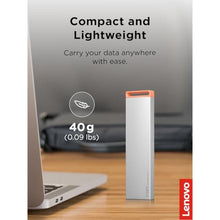 Load image into Gallery viewer, Lenovo PS8S 2TB Portable SSD, Up to 1050MB/s Read, 1000MB/s Write, USB 3.2 USB-C, Slim Lightweight (40g) Aluminum Body, Reliable Storage for PC/Mac & Android, Silver_336