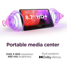 Load image into Gallery viewer, Lenovo Tab One - Lightweight Tablet - up to 12.5 Hours of YouTube Streaming - 8.7" HD Display - 4 GB Memory - 64 GB Storage - MediaTek Helio G85 - Includes Folio Case, Gray_838