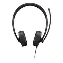 Load image into Gallery viewer, Lenovo USB-A Wired Stereo Headset for PC/Laptop, AI Noise Canceling via APP, 140g Lightweight, Replaceable Earcups, Double-Sided Boom Mic, in-line Controls with Mute for Call. Work with Teams/Zoom, Black_1