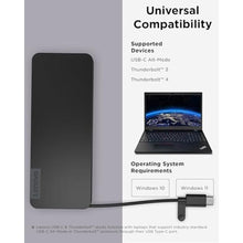 Load image into Gallery viewer, Lenovo USB-C Slim Travel Dock, 8 Ports, Up to 65W PD Pass Through, Integrated USB-C Cable, 4K Display Support, Black_412