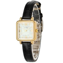 Load image into Gallery viewer, LEO RING Gold Watch for Women Luxury Square Roman Dial Wristwatch with Brown Leather Strap Dainty Small Case Fashion Watch for Women, White Gold Black, Retro Roman numerals Vintage_1