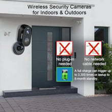 Load image into Gallery viewer, LETSCEE Cameras for Home Security Outdoor Indoor,Security Cameras Wireless Outdoor Battery Rechargeable WiFi,2K Night Vision, Motion Detection,No Month fee SD Card/Cloud Storage,Weather Proof, PACK_1140