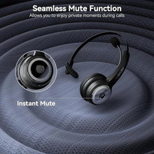 Load image into Gallery viewer, LEVN Bluetooth 5.0 Headset, Wireless Headset with Microphone (AI Noise Cancelling), 35Hrs Bluetooth Headphones with USB Dongle for PC, Suitable for Remote Work/Call Center/Zoom/Online Class, Black_7028