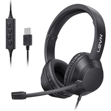 Load image into Gallery viewer, LEVN Headset with Mic, USB Headset with Microphone for PC, Headphones with Mic for Pc with Noise Canceling Microphone for Laptop, USB Headphones for Work from Home/Call Center/Open Office, Black_1