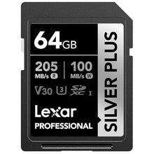 Load image into Gallery viewer, Lexar Professional Silver Plus SDXC UHS-I Card 64GB Memory Card_1