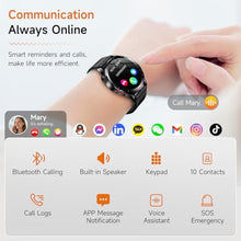 Load image into Gallery viewer, Lgnitek Smart Watch for Men Women, 1.43" AMOLED HD Health Watch with Answer/Make Call 24H Heart Rate Blood Pressure SpO2 Stress Sleep Monitor SOS Call Fitness Watch (Black Leather)_1875