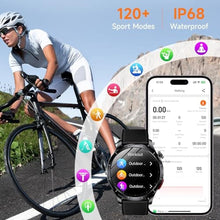 Load image into Gallery viewer, Lgnitek Smart Watch for Men Women, 1.43" AMOLED HD Health Watch with Answer/Make Call 24H Heart Rate Blood Pressure SpO2 Stress Sleep Monitor SOS Call Fitness Watch (Black Leather)_1876