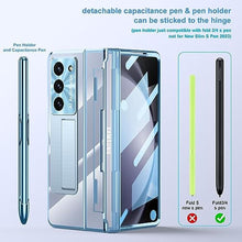 Load image into Gallery viewer, Libeagle Compatible with Samsung Galaxy Z Fold 5 Case with Innovative Hinge Protection, Detachable S Pen Holder & Capacitance Pen, Non-Yellow Clear Back, Screen Protector, Stand Cover 5G 2023, Blue, Blueforfoldpenholderwithcapacitancepen_422
